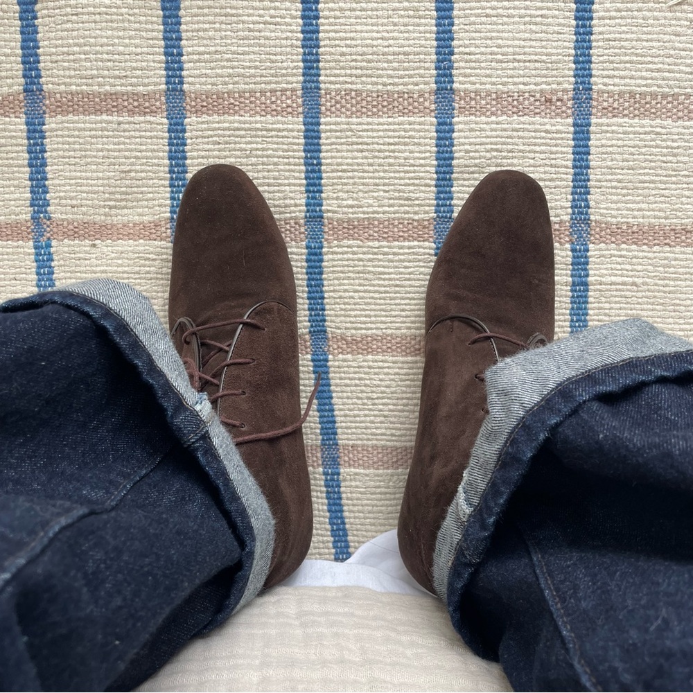 Munro Brown Suede Wedge Booties (sz 7.5)